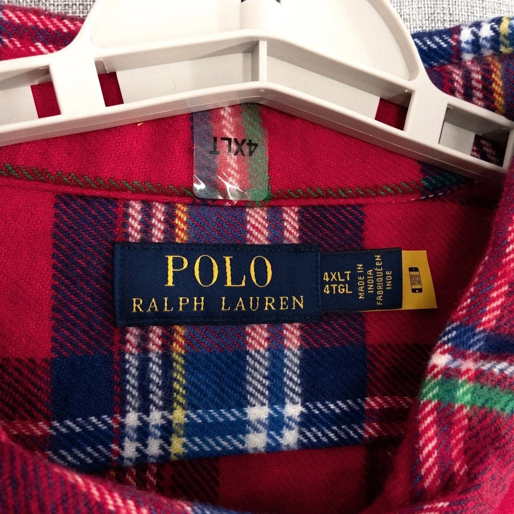 Polo Ralph Lauren Men's 4XLT Plaid Button Up Shirt Red NWT Big Tall $138